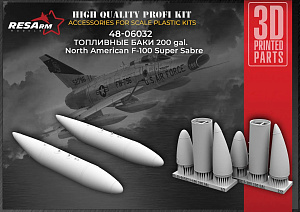 Additions (3D resin printing) 1/48 200‑gal fuel tanks for the F‑100 Super Sabre (RESArm)