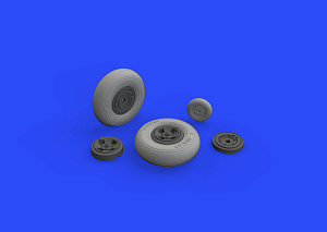 Additions (3D resin printing) 1/32      Supermarine Spitfire Mk.IXc wheels with weighted tyre effect 4 spoke w/smooth tyre/tire (designed to be used with Tamiya kits) 