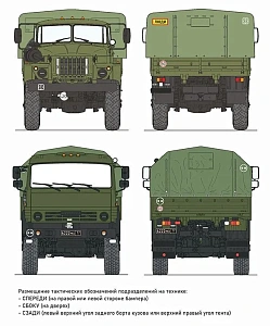 Decal 1/35 A set of decals for military equipment of the Armed Forces of the Russian Federation (plates, tactical unit designations) (ASK)