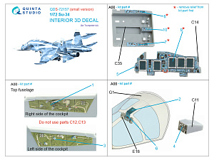 Su-34 3D-Printed & coloured Interior on decal paper (Trumpeter) (small version)