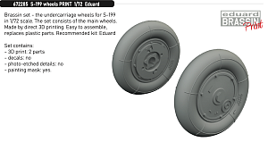 Additions (3D resin printing) 1/72 Avia S-199 wheels 3D-Printed (designed to be used with Eduard kits) 