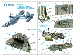 F4U-2 Corsair 3D-Printed & coloured Interior on decal paper (Magic Factory)