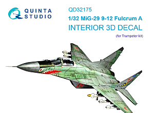 MiG-29 9-12 Fulcrum A 3D-Printed & coloured Interior on decal paper (Trumpeter)