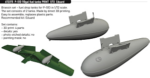 Additions (3D resin printing) 1/72 North-American P-51D Mustang 110gal drop tanks PRINT 1/72 (designed to be used with Eduard kits)