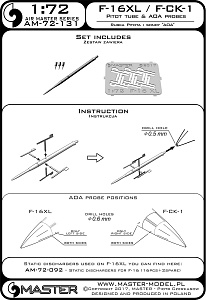 Aircraft detailing sets (brass) 1/72 General-Dynamics F-16XL / F-CK-1 prototype - Pitot Tube & Angle Of Attack probes