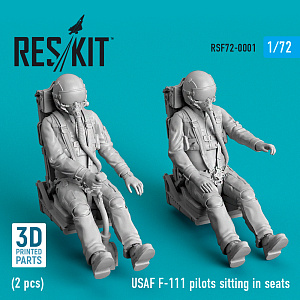 Additions (3D resin printing) 1/72 USAF F-111 pilots sitting in seats (2 pcs) (ResKit)