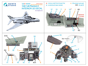 F-4B Phantom II 3D-Printed & coloured Interior on decal paper (Academy) (Small version) (with 3D-printed resin parts)