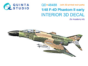 F-4D early Phantom II 3D-Printed & coloured Interior on decal paper (Academy) (with 3D-printed resin parts)