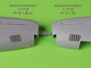 Aircraft detailing sets (resin) 1/72 P-51 Mustang - carburator air filter cover - RAF louvred type - version B (Arma Hobby)