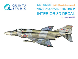 F-4M Phantom FGR.2 3D-Printed & coloured Interior on decal paper (Hasegawa) (with 3D-printed resin parts)