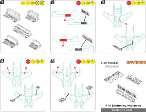 Additions (3D resin printing) 1/48 Collection of 5 sets for F-15 I (GWH) (Raymoco)