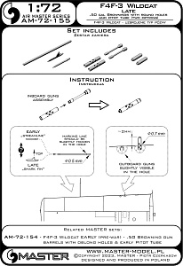 Aircraft detailing sets (brass) 1/72 Grumman F4F-3 Wildcat LATE - .50 Browning gun barrels with round holes & Pitot Tube (two options) 