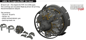 Additions (3D resin printing) 1/48 Grumman F4F-3 Wildcat engine late (designed to be used with Eduard kits)