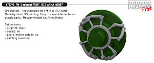 Additions (3D resin printing) 1/72 General-Motors FM-2 Wildcat exhaust 3D-Printed (designed to be used with Arma Hobby kits) 