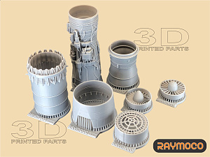 Additions (3D resin printing) 1/48 Turbo Jet Engine D-30F6 (AMK) (2 Sets) (for MiG-31) (Raymoco)