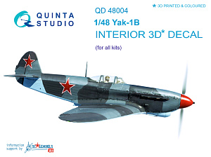 Yak-1B (late production) 3D-Printed & coloured Interior on decal pape (for all kits) (reissued QD48004-Pro)