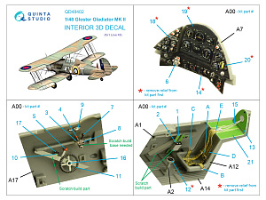 Gloster Gladiator MKII 3D-Printed & coloured Interior on decal paper (I Love Kit)