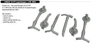 Additions (3D resin printing) 1/48 Boeing B-17F Flying Fortress super-chargers (designed to be used with Hong Kong Models kits) 