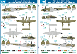 Decal 1/48 Lockheed P-38F/G Lightning x 5 aircraft