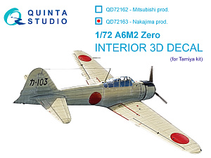 A6M2 Zero (Nakajima Prod.) 3D-Printed & coloured Interior on decal paper (Tamiya)