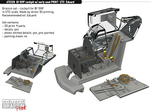 Additions (3D resin printing) 1/72 Messerschmitt Bf-109F-2/Bf-109F-4 cockpit with early seat 3D-Printed (designed to be used with Eduard kits) 