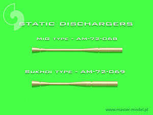 Aircraft detailing sets (brass) 1/72 Static dischargers - type used on MiG jets (14pcs) 