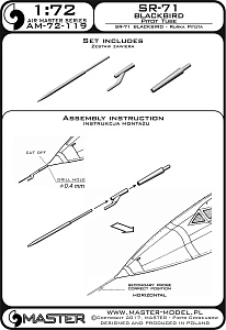 Aircraft detailing sets (brass) 1/72 Lockheed SR-71 Blackbird - Pitot Tube (designed to be used with Academy, Hasegawa, Italeri, Monogram and Revell kits 