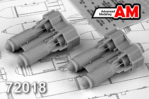 Additions (3D resin printing) 1/72 FAB-500 M-54 High-Explosive 500 kg bomb (set contains four bombs) (Advanced Modeling) 