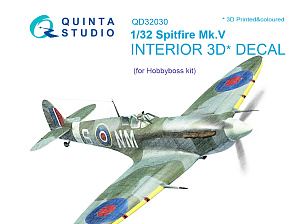 Spitfire Mk.V 3D-Printed & coloured Interior on decal paper (for Hobbyboss kit)