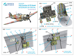Curtiss H-75 Hawk 3D-Printed & coloured Interior on decal paper (Special Hobby)