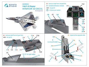 F-22 Raptor 3D-Printed & coloured Interior on decal paper (Hasegawa)