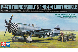 Model kit 1/48 P-47D Thunderbolt "Bubbletop" & 1/4-ton 4x4 Light Vehicle Set (Tamiya) 