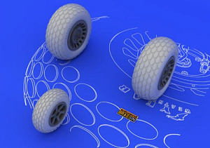 Additions (3D resin printing) 1/48 Northrop P-61A 'Black Widow' wheels with weighted tyre effect (designed to be used with Great Wall Hobbys kits)