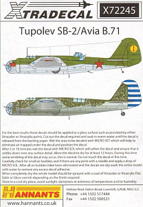 Decal 1/72 Tupolev SB-2 (10) (Xtradecal)