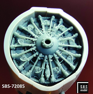 Additions (3D resin printing) 1/72 Finnish Brewster B-239 Buffalo engine & exhaust set (designed to be used with Hasegawa and Hobby 2000 kits)