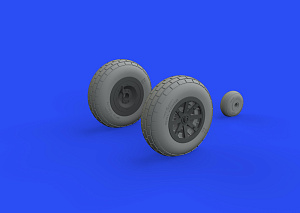 Additions (3D resin printing) 1/32 Curtiss P-40E wheels with weighted tyre effect (designed to be used with Trumpeter kits)