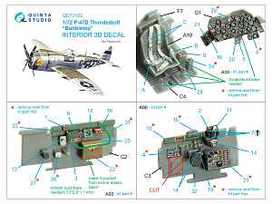 P-47D Thunderbolt  Bubbletop 3D-Printed & coloured Interior on decal paper (Tamiya)