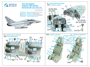 Eurofighter Typhoon Twin-seater (Powered-up Displays) 3D-Printed & coloured Interior on decal paper (Trumpeter)