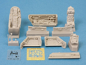 Additions (3D resin printing) 1/48 Mirage IIIC cockpit/wheel bays (EDU/HOBBYB)