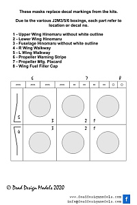 Mitsubishi J2M3/J2M5 National Insignia without White Outline (designed to be used with Hasegawa kits)