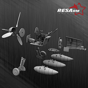 Additions (3D resin printing) 1/48 Conversion kit for the Messerschmitt Bf 109G. For Eduard (RESArm)