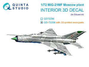 MiG-21MF (Moscow plant) 3D-Printed & coloured Interior on decal paper (Eduard) (with 3D-printed resin parts)