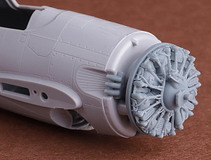 Additions (3D resin printing) 1/72 Grumman FM-2 Wildcat engine & exhaust set (designed to be used with Arma Hobby kits)