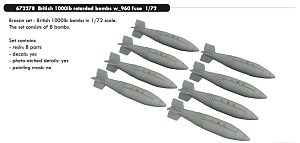 Additions (3D resin printing) 1/72 British 1000lb retarded bombs w_960 fuse