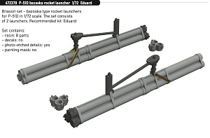 Additions (3D resin printing) 1/72 North-American P-51D Mustang bazooka rocket launcher 1/72 (designed to be used with Eduard kits)