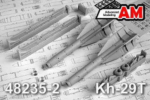 Additions (3D resin printing) 1/48 Aircraft guided missile Kh-29T with launcher AKU-58 (Advanced Modeling) 