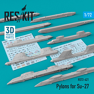 Additions (3D resin printing) 1/72 Pylons for Sukhoi Su-27 (ResKit)