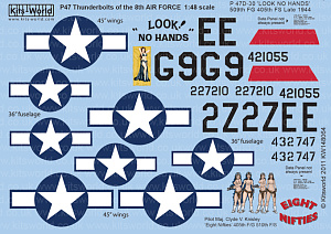 Decal 1/48 Republic P-47D Thunderbolt Eight Nifties - 'LOOK NO HANDS' (Kits-World)