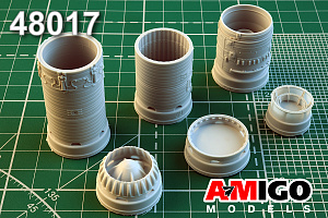 Additions (3D resin printing) 1/48 AL-7F engine jet nozzle Su-7/ Su7B, Su-17 (Amigo Models)