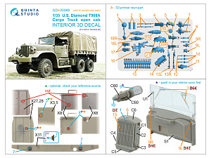U.S. Diamond T 968A Cargo truck (open cab) 3D-Printed & coloured Interior on decal paper (Mirror Models) (with 3D-printed resin parts)